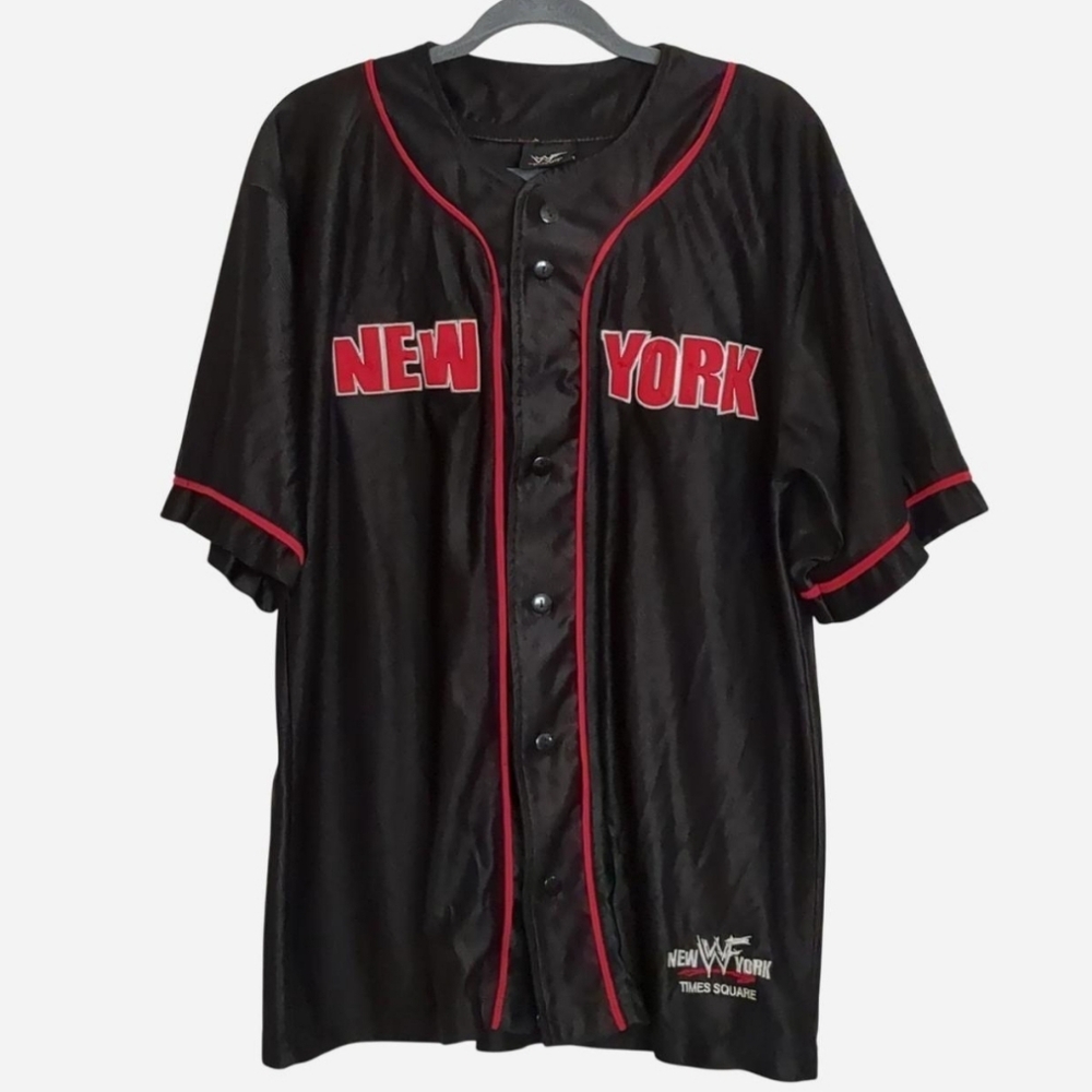 VINTAGE WWF New York Times Square Jersey L – Official Y2K Wrestling Grail – Rare